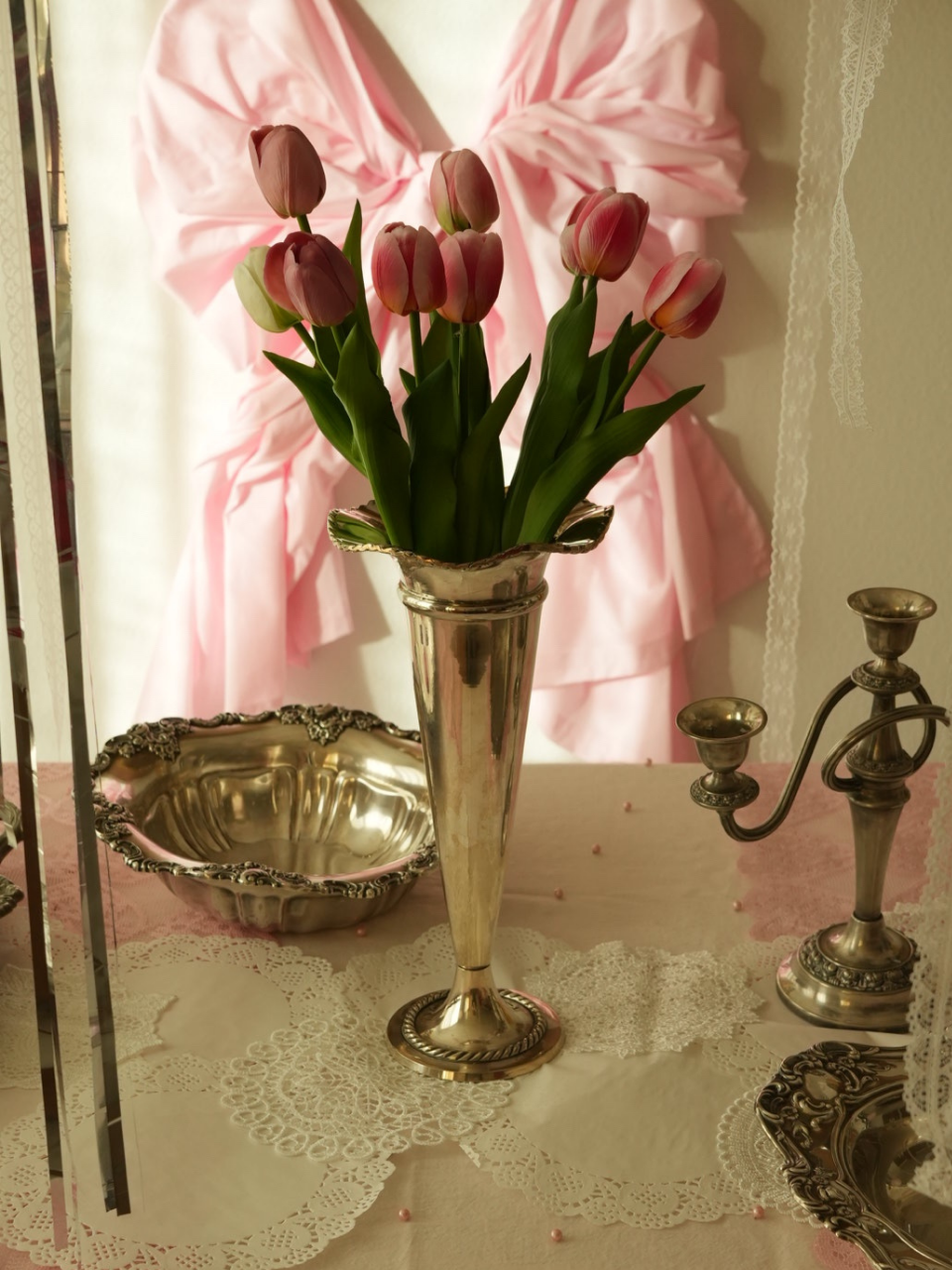 Vintage Silver Fluted Vase