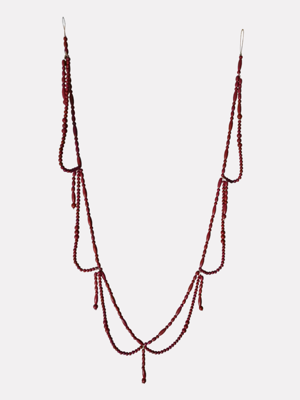 Red Wood Beaded Garland