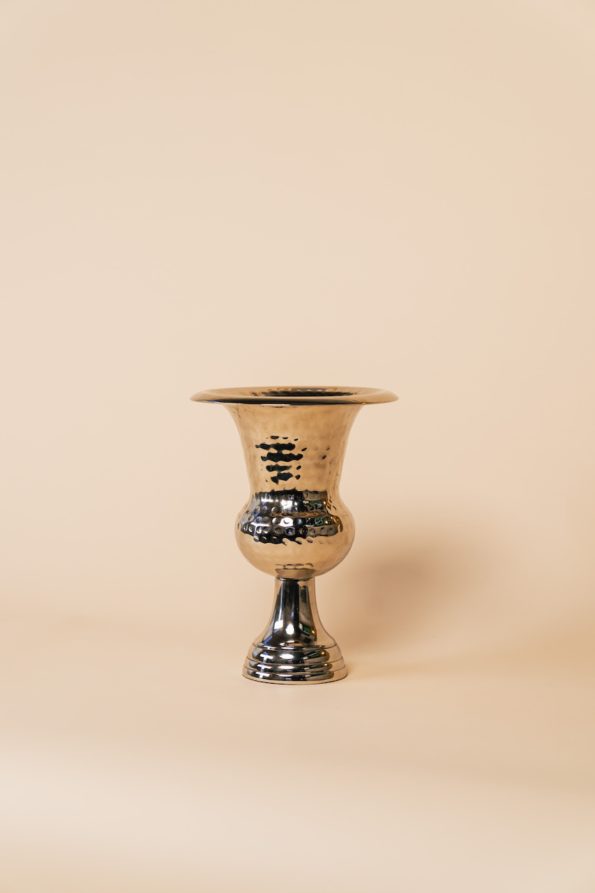 Aluminum Hammered Metal Decorative Vase