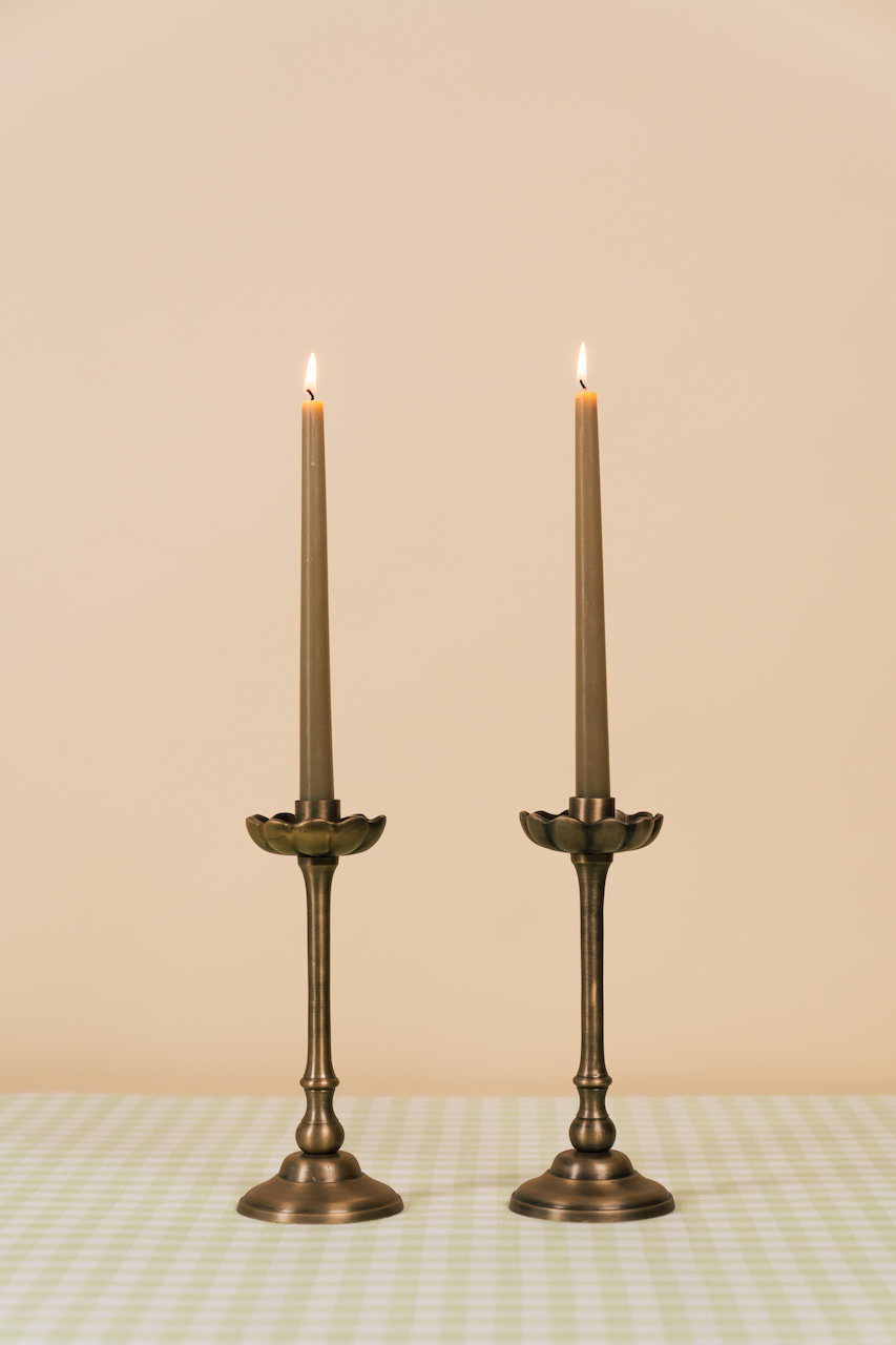 Anna Antique Brass Taper Holder Set