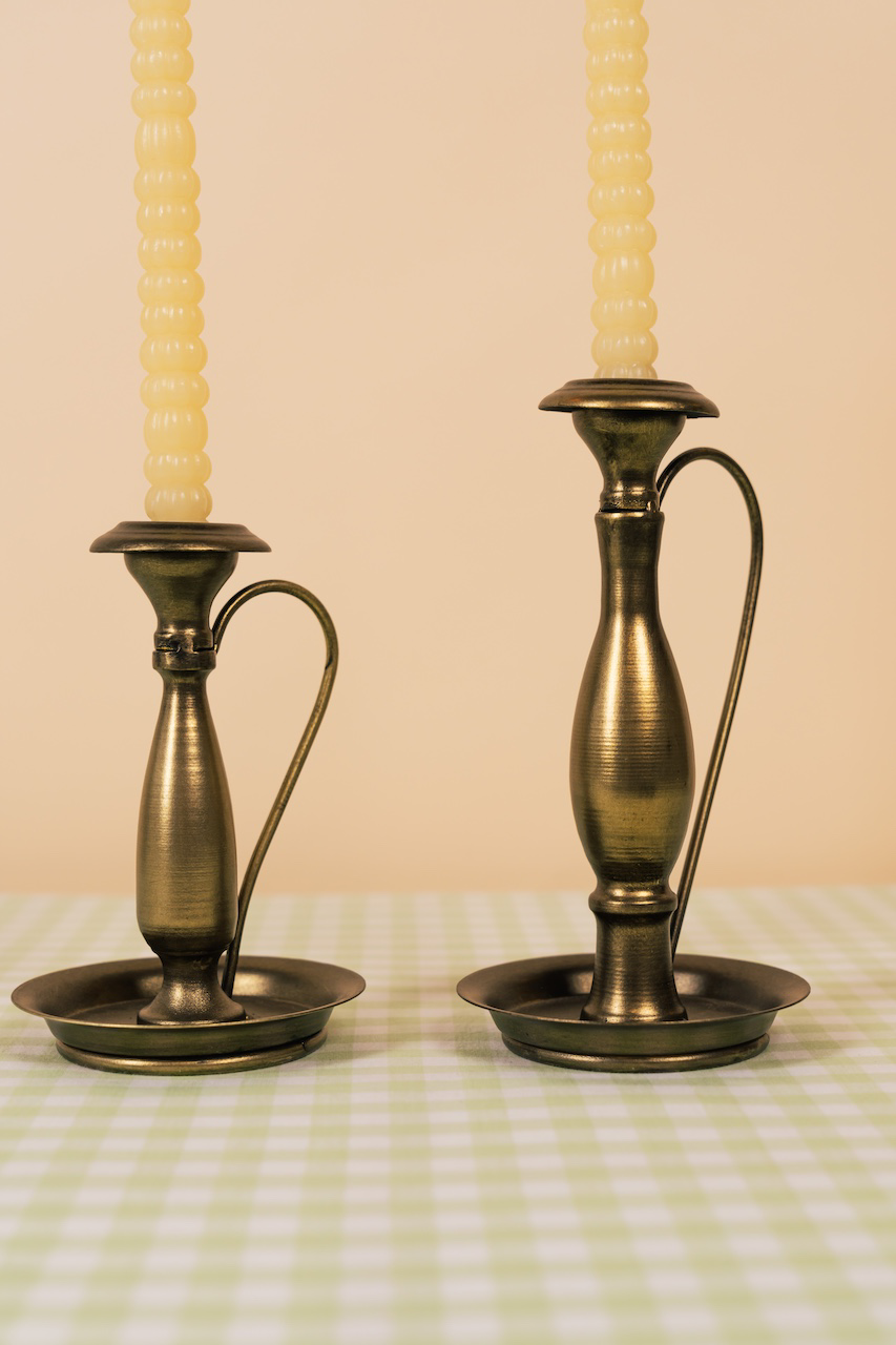Antique Style Brass Candlestick Holder Set