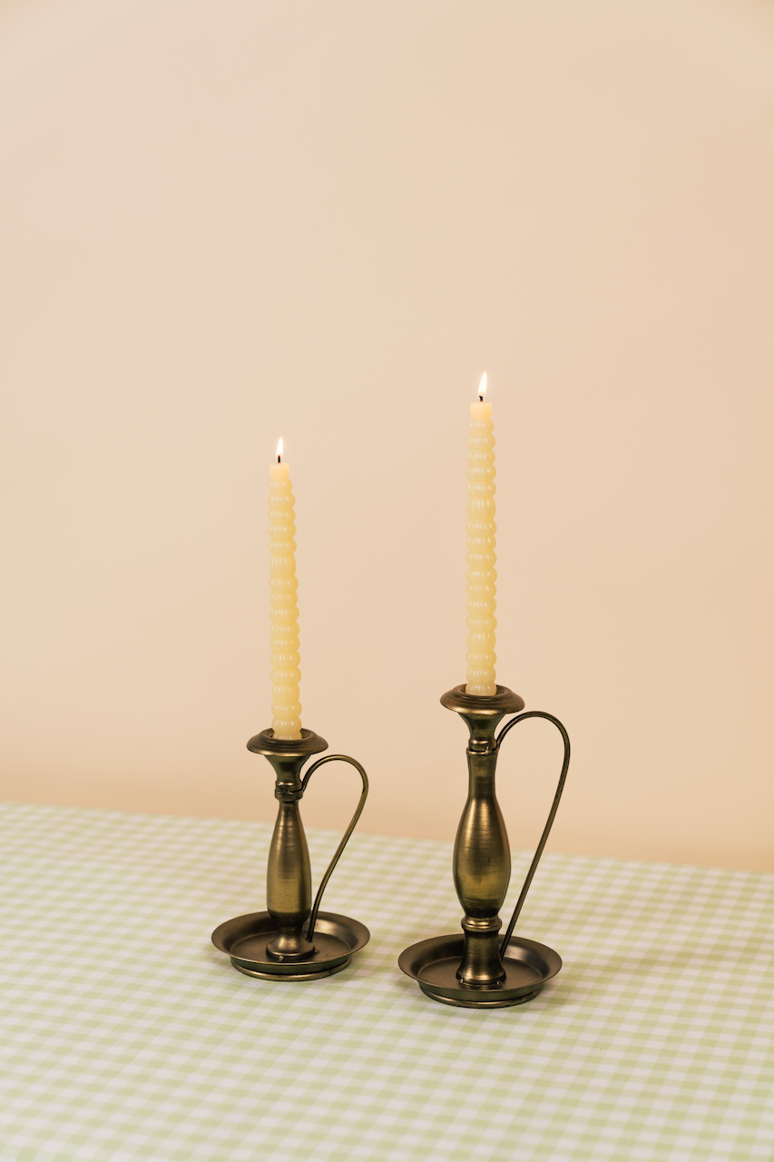 Antique Style Brass Candlestick Holder Set