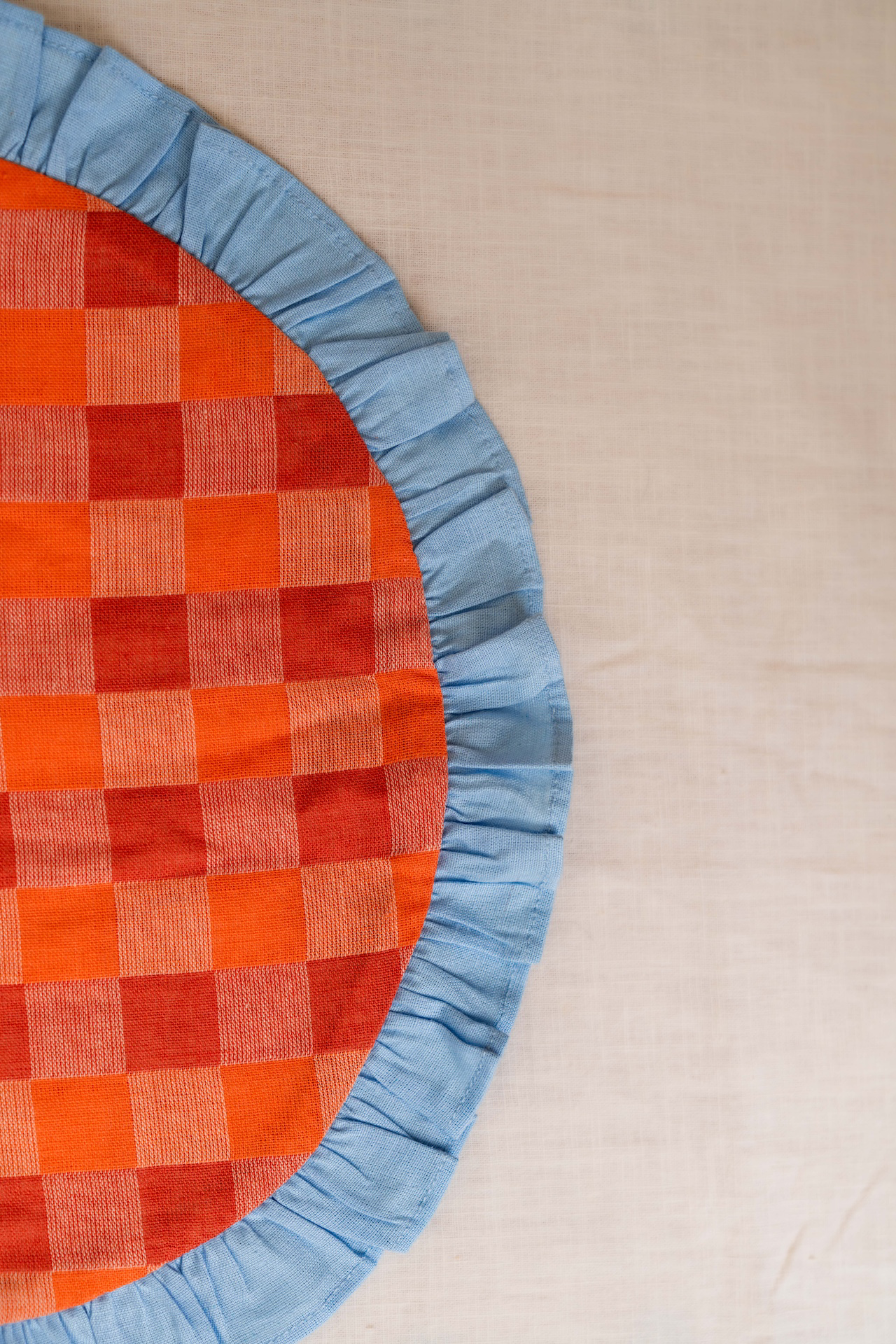 Apricot Checkerboard Cotton Placemat Set