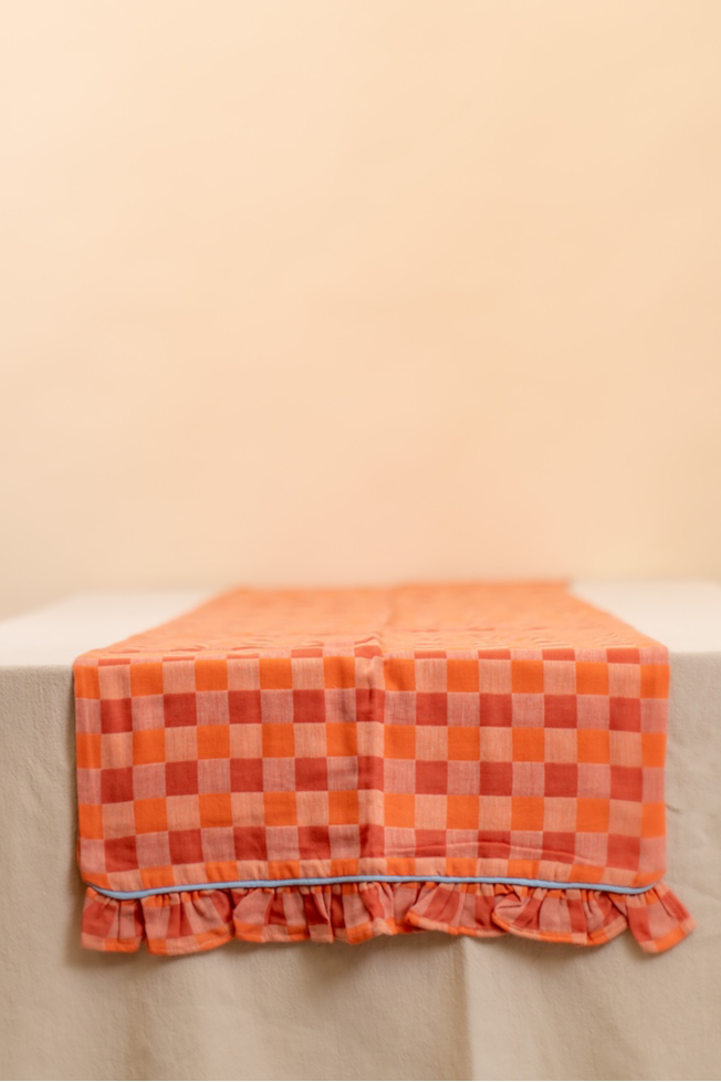 Apricot Checkerboard Table Runner