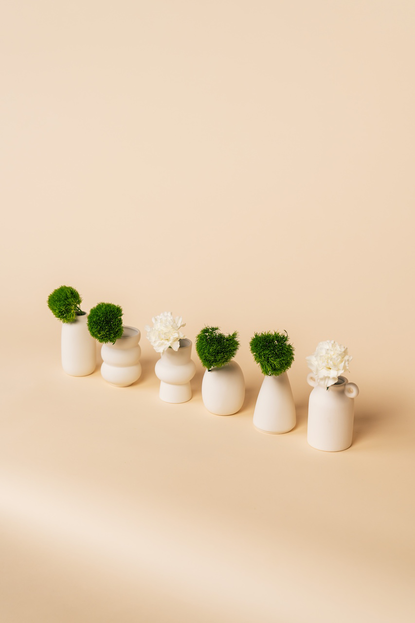 Assorted White Ceramic Bud Vase Set