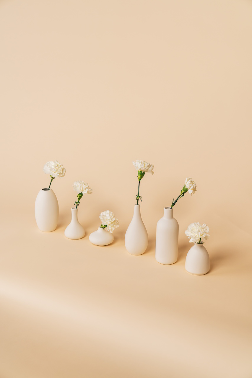 Assorted White Ceramic Bud Vase Set