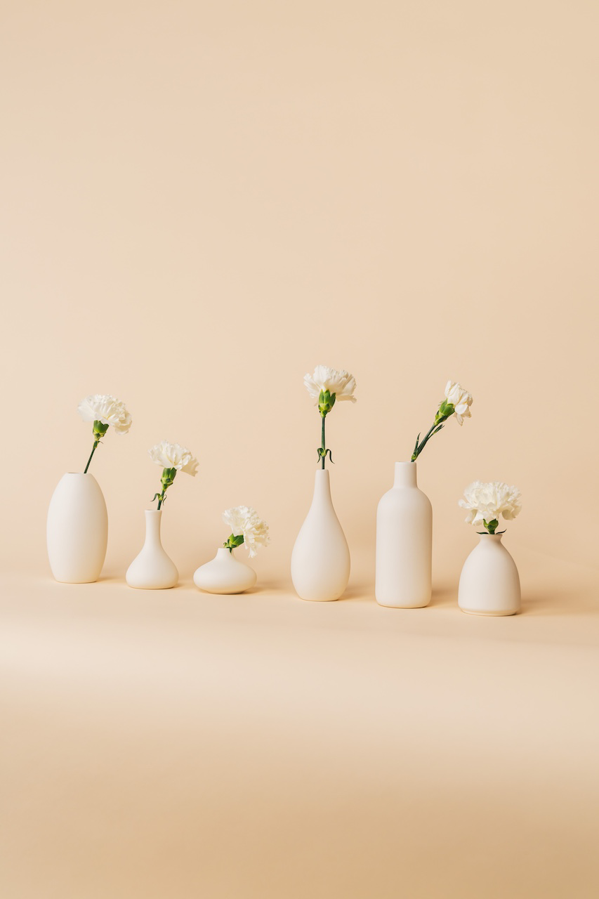 Assorted White Ceramic Bud Vase Set