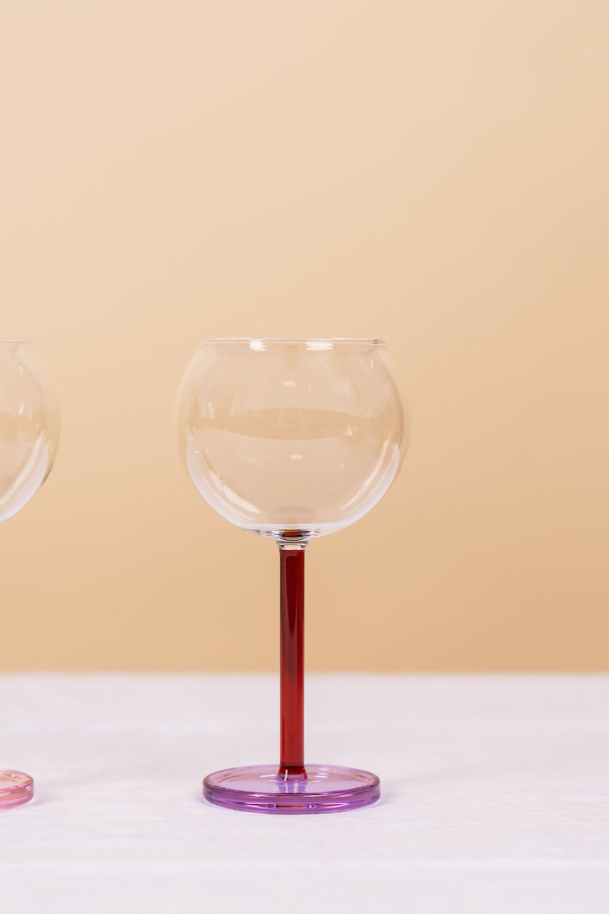 Bilboquet Wine Glass Blue & Red Set of 2