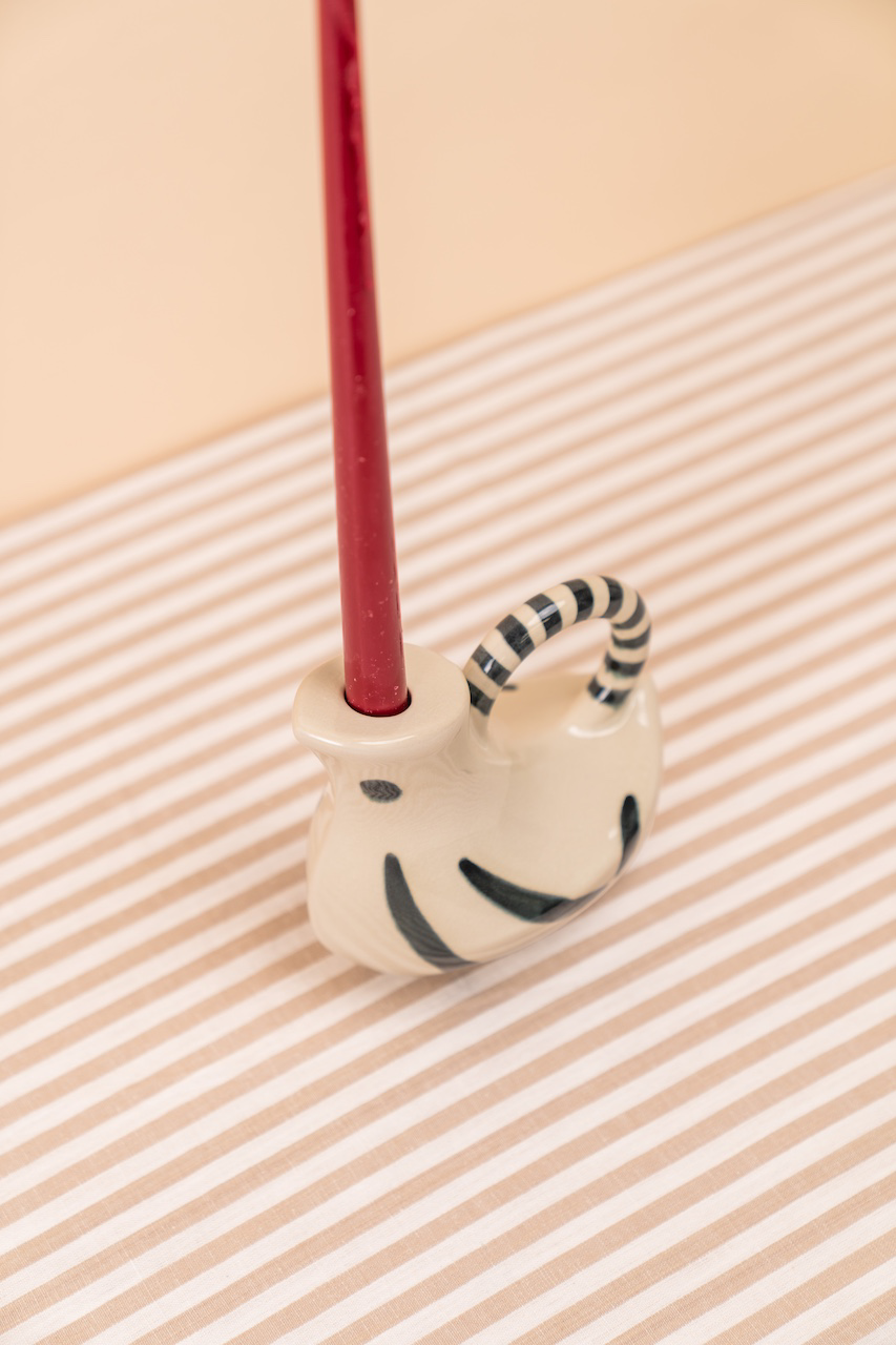 Bird-Shaped Stoneware Candlestick Holder