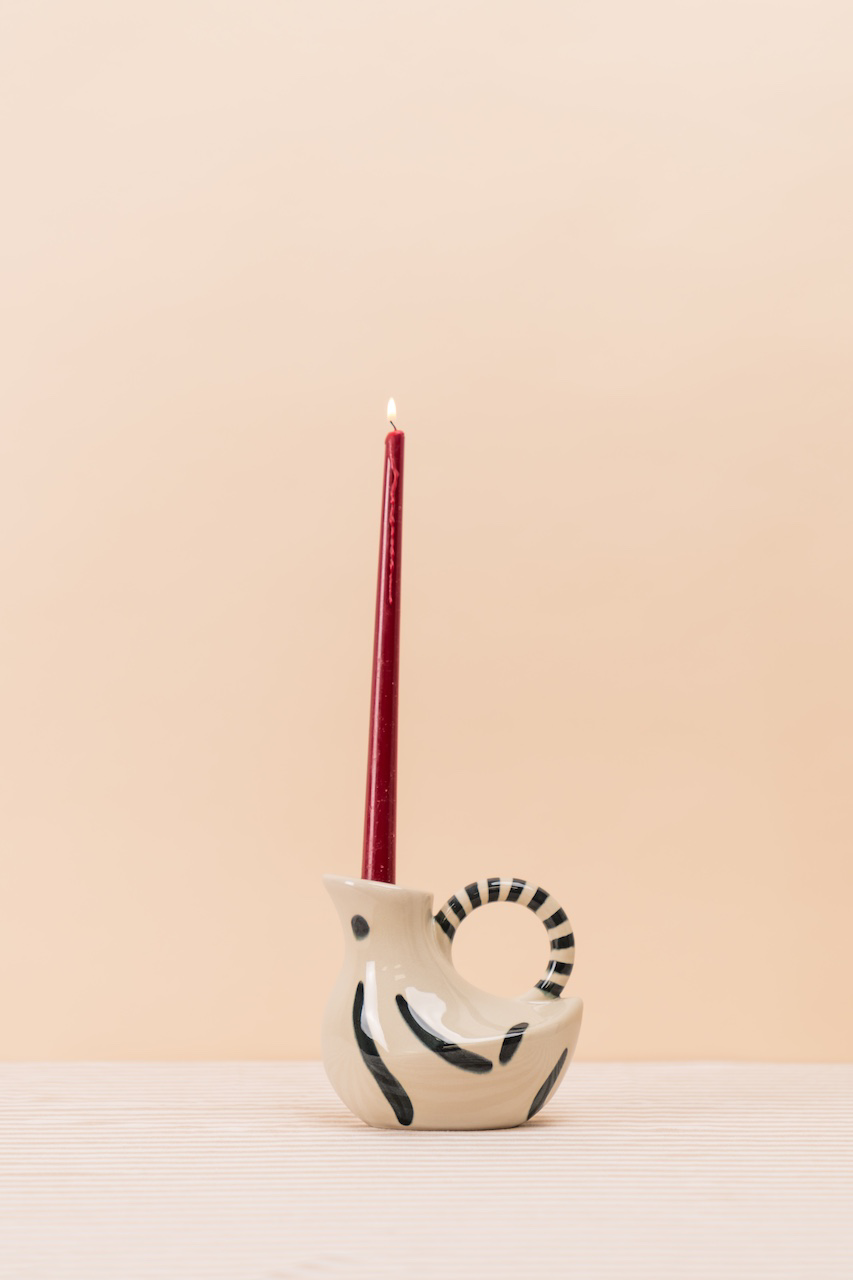 Bird-Shaped Stoneware Candlestick Holder