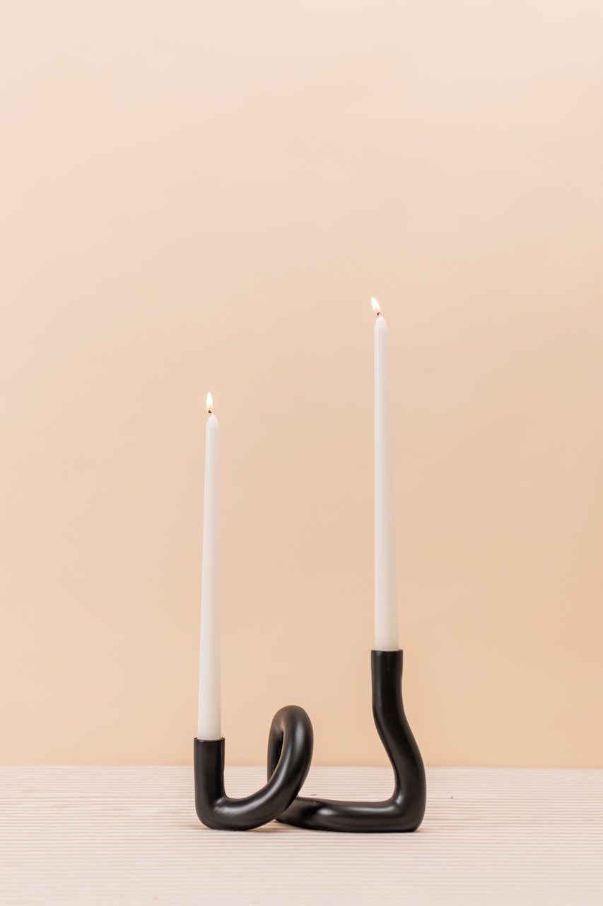 Black Metal 2-arm Candlestick Holder