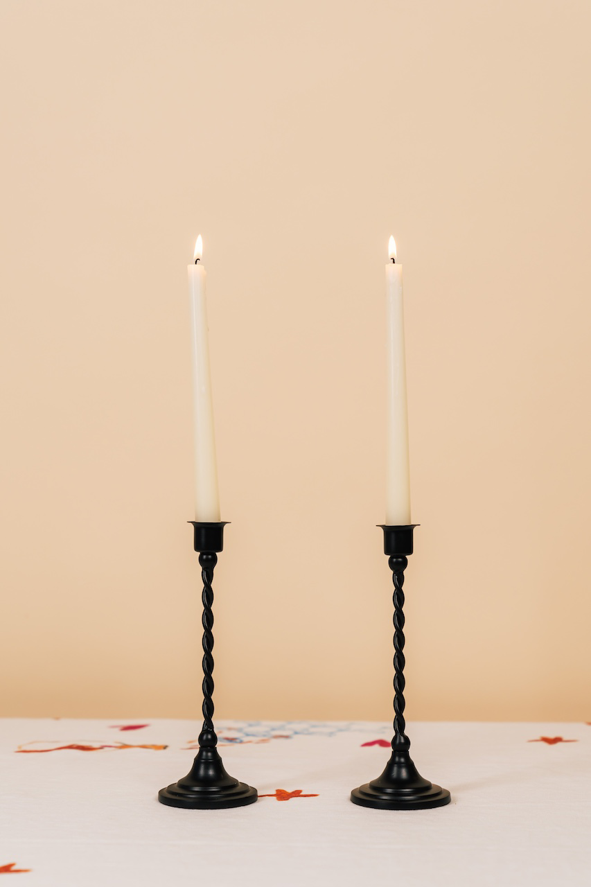 Black Metal Twisted Taper Holder Set