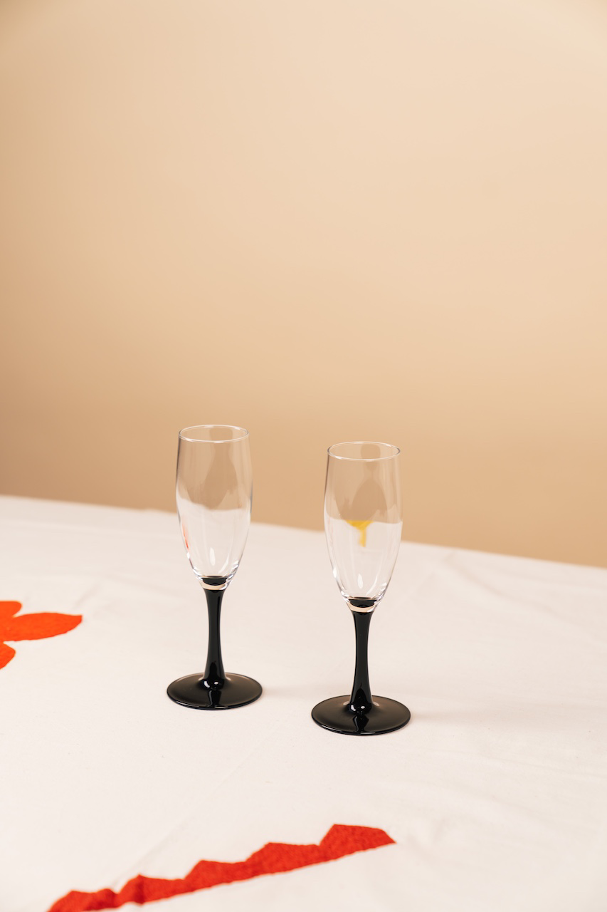 Black Stem Champagne Glass Set of 2