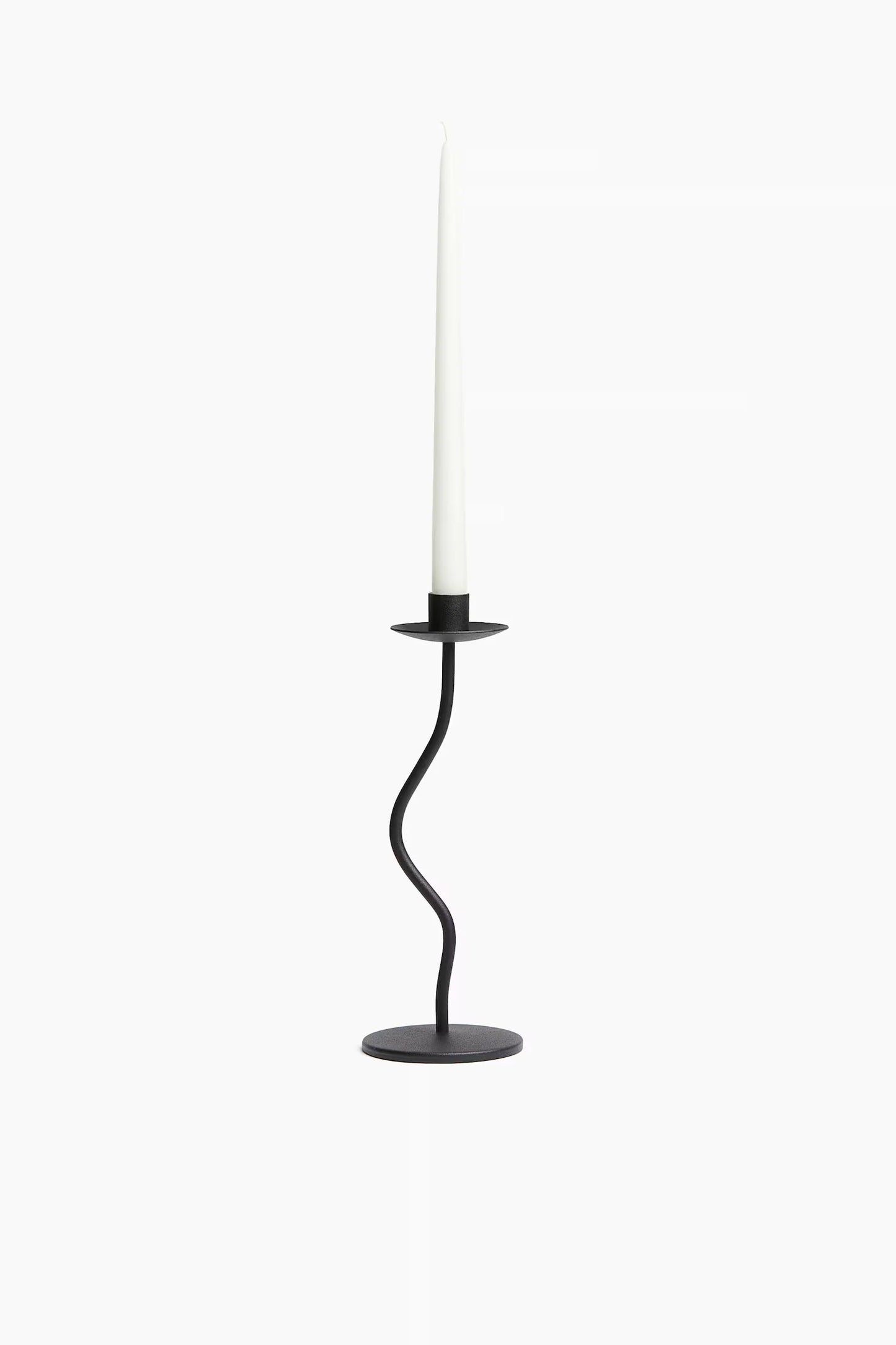 Black Wavy Metal Candlestick Holder