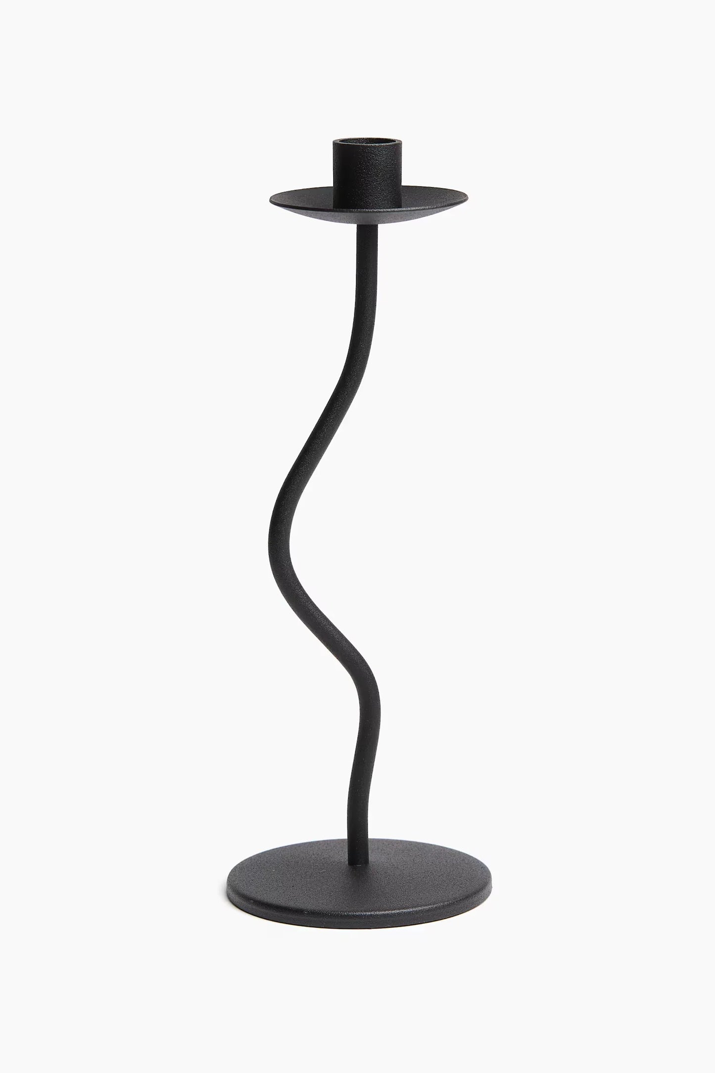 Black Wavy Metal Candlestick Holder