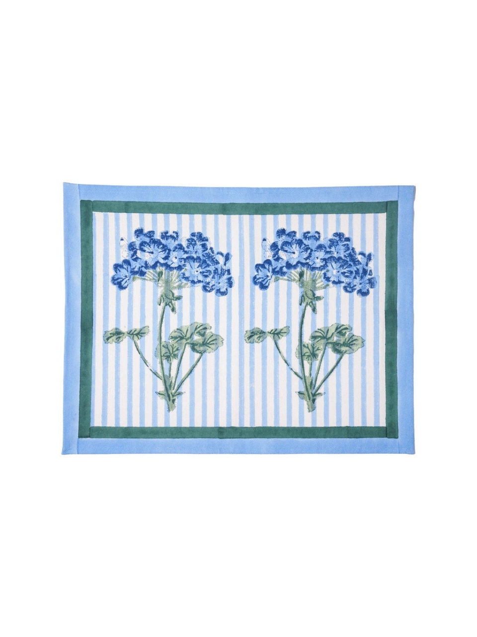 Blue Hydrangea Blockprint Placemat Set