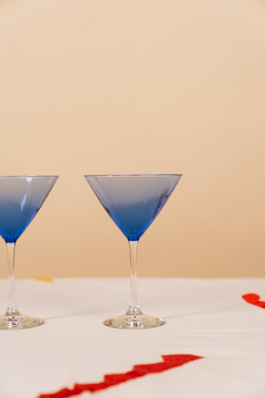 Blue Martini Glass Set of 2