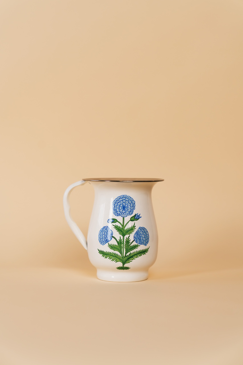 Blue Poppy Enamelware Pitcher