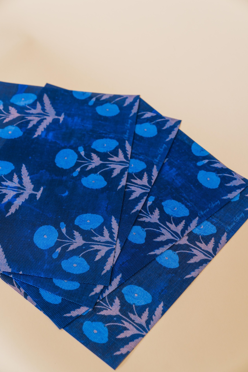 Blue Poppy Vinyl Placemat Set