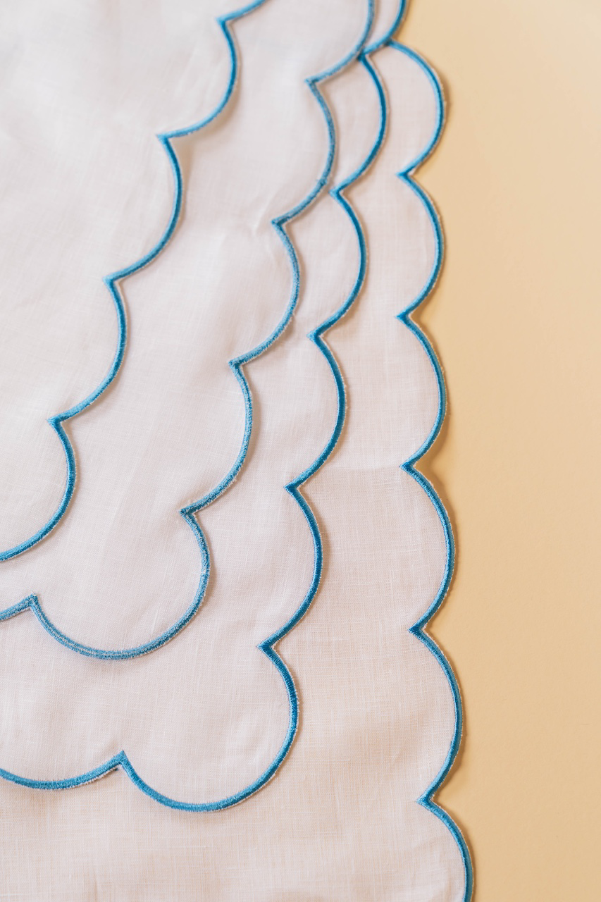 Blue Scalloped Edge Placemat Set