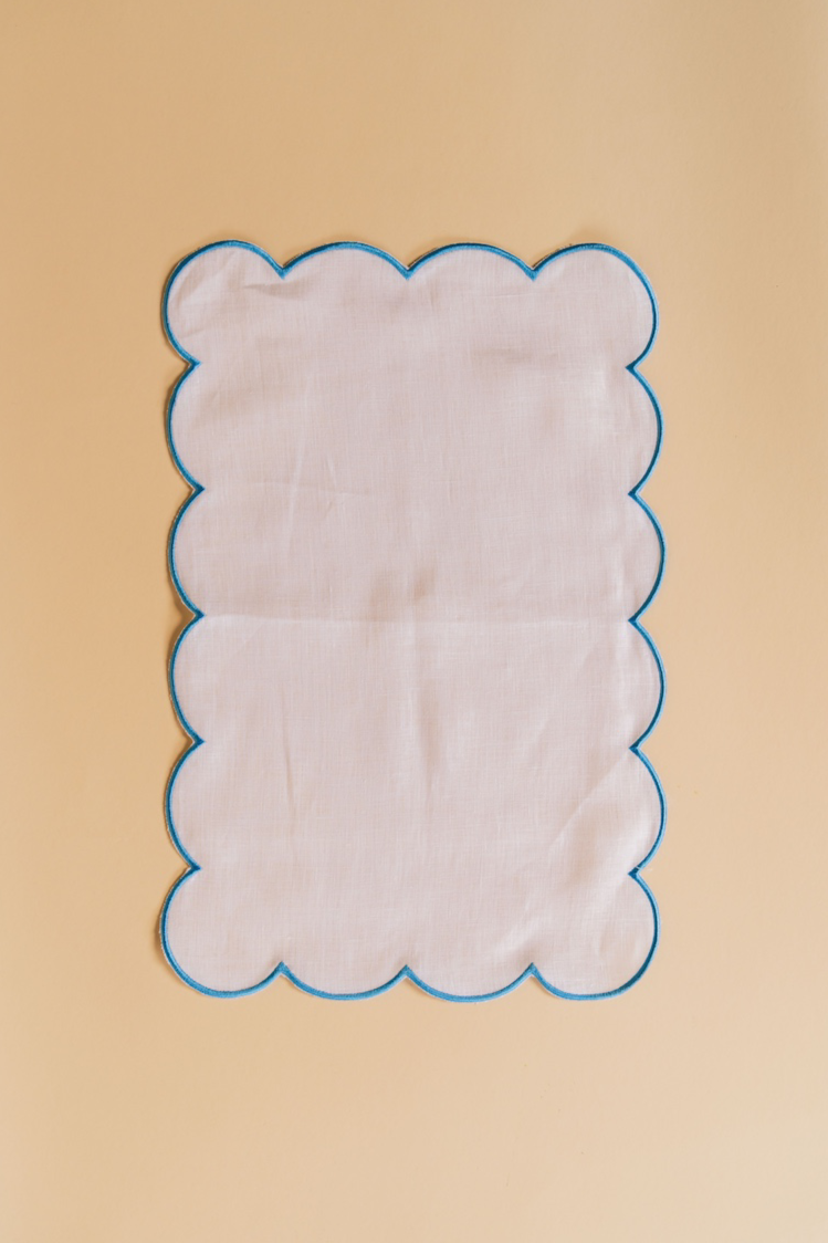 Blue Scalloped Edge Placemat Set