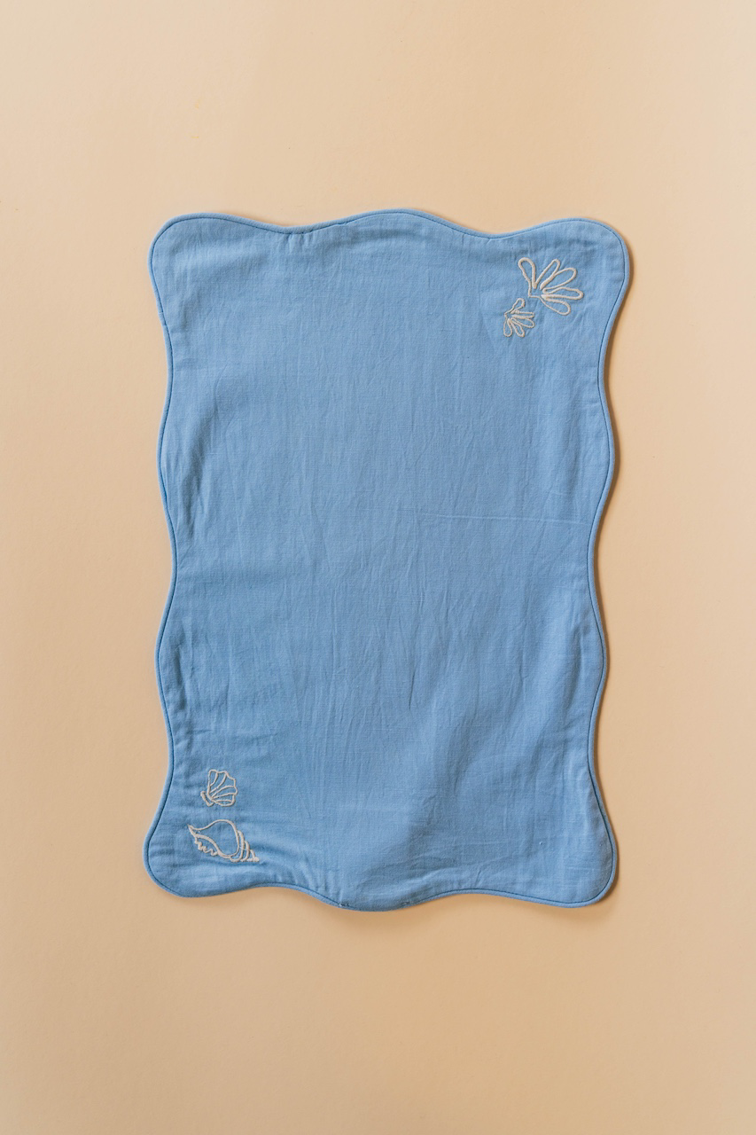 Blue Seashell Cotton-Linen Placemat Set