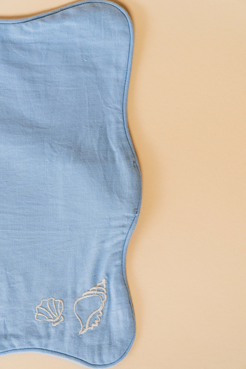 Blue Seashell Cotton-Linen Placemat Set