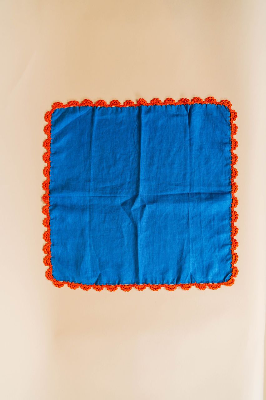 Blue and Orange Crochet Napkin Set