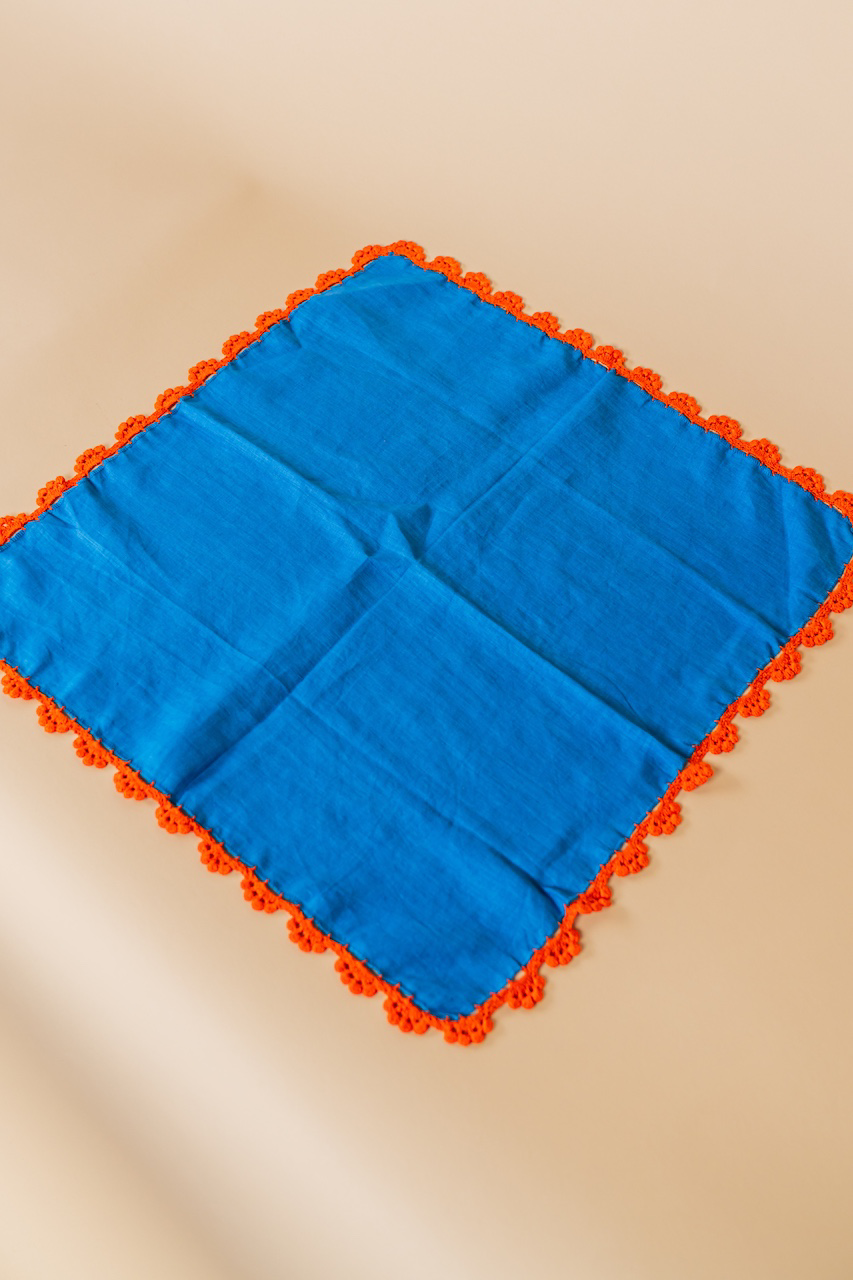 Blue and Orange Crochet Napkin Set