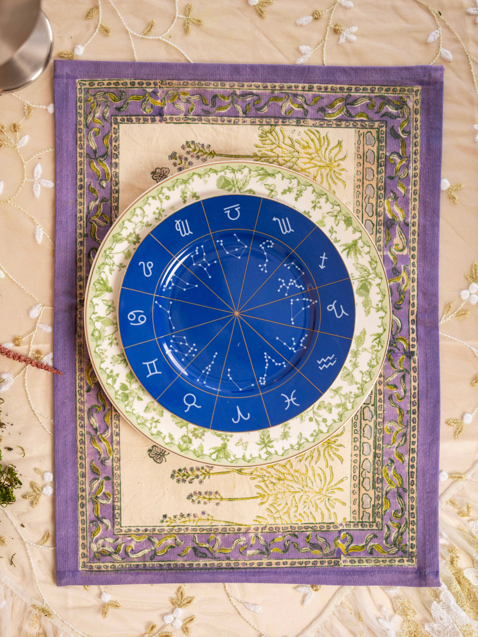 Blue zodiac salad plate
