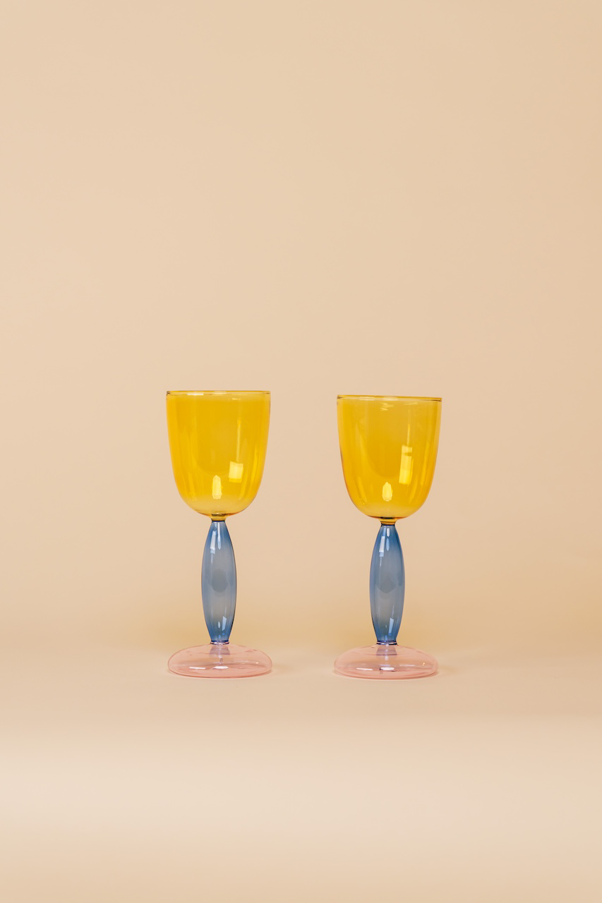Bordeaux Yellow Glass Wine Cup Set