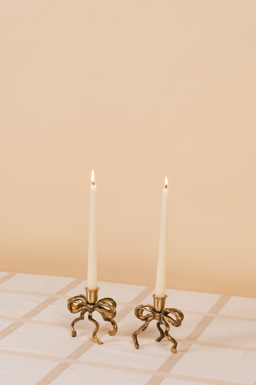 Brass Bow Candle Holder