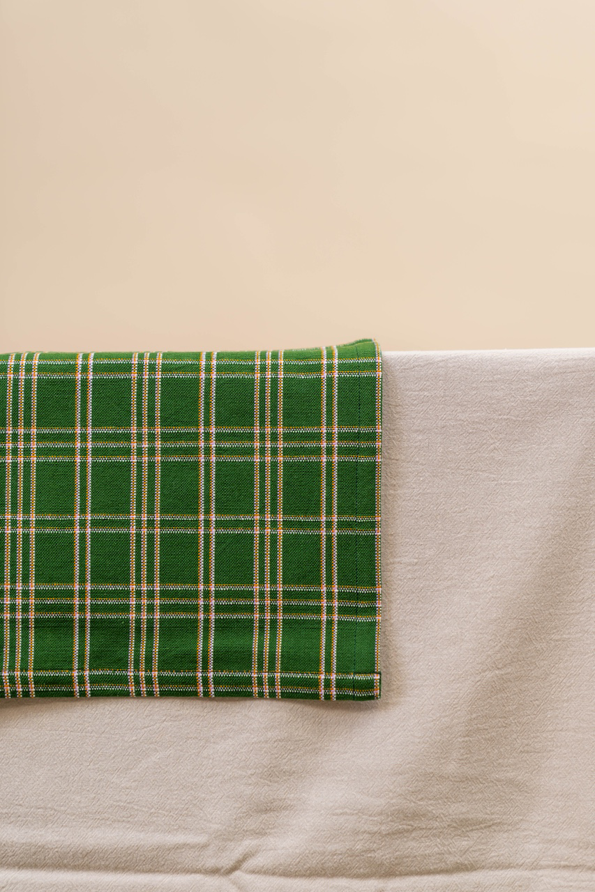 Chiapas Plaid Forest Green Table Runner