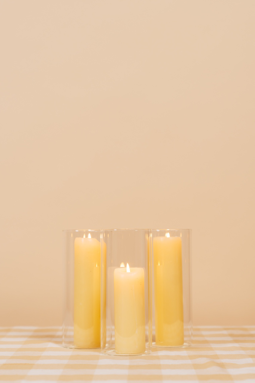 Clear Glass Hurricane Candle Holder Set (Large)