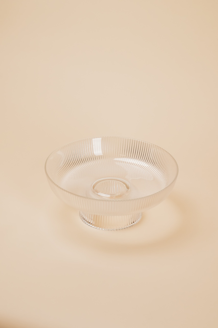 Clear Glass Patterned Pedestal Bowl