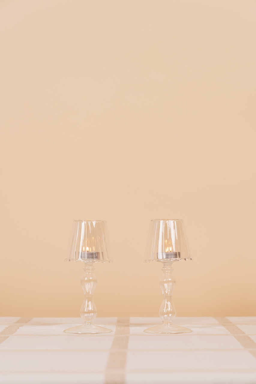 Clear Glass Votive Lamp Candle Holder Set