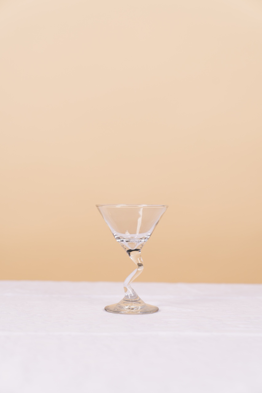 Clear Wavy Stem Martini Glass Small