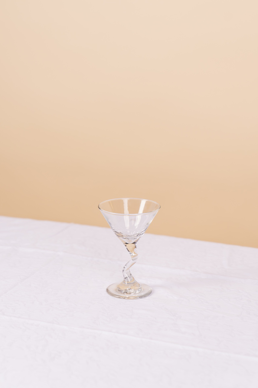 Clear Wavy Stem Martini Glass Small