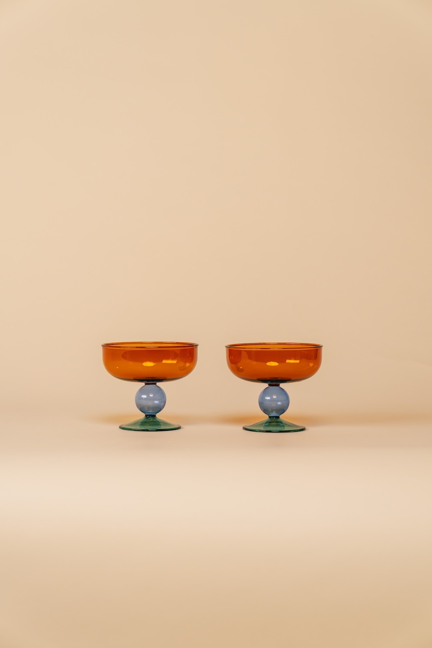 Colored Dessert Glass Bowl Set of 4