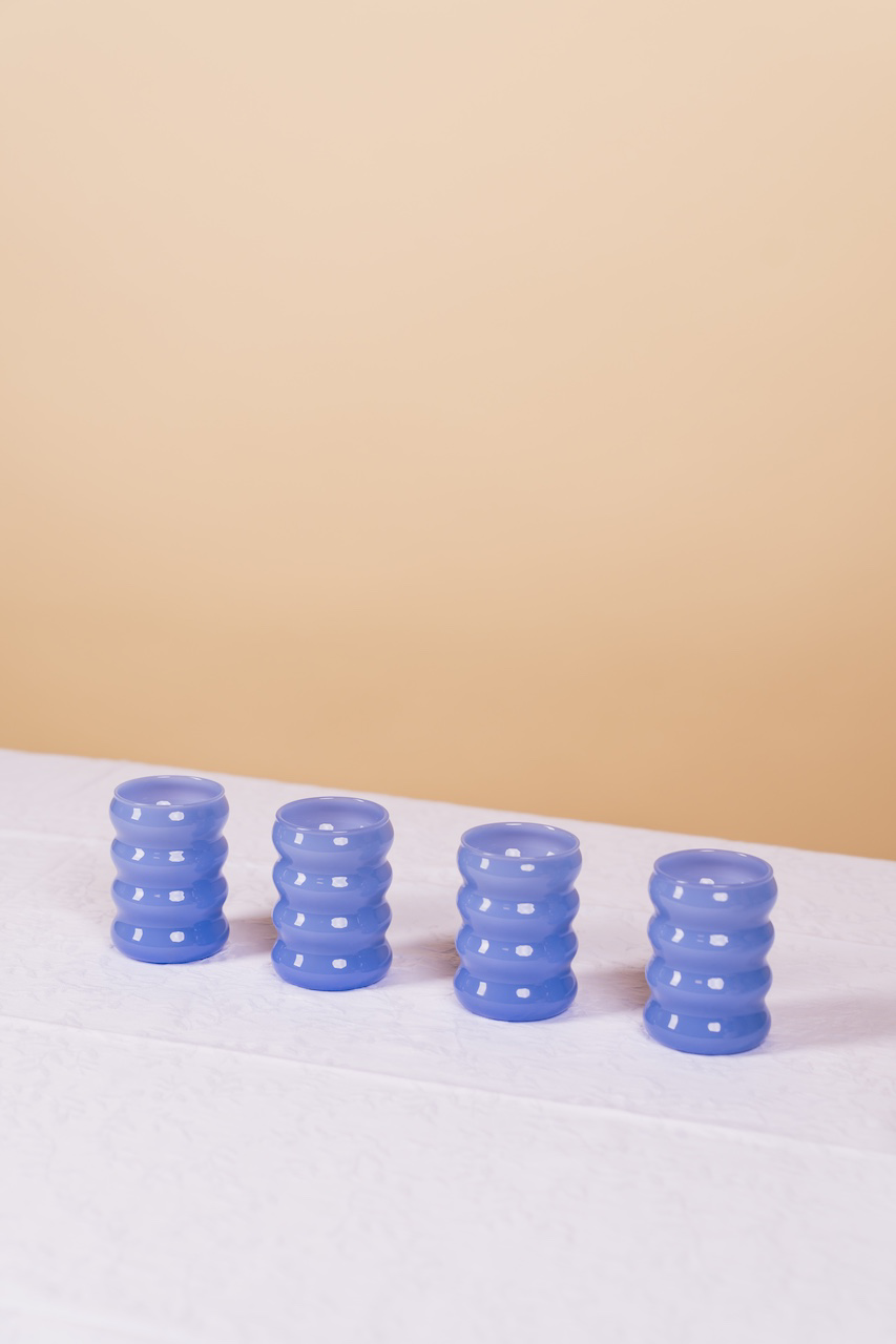 Cornflower Opaque Ripple Cup Set of 4