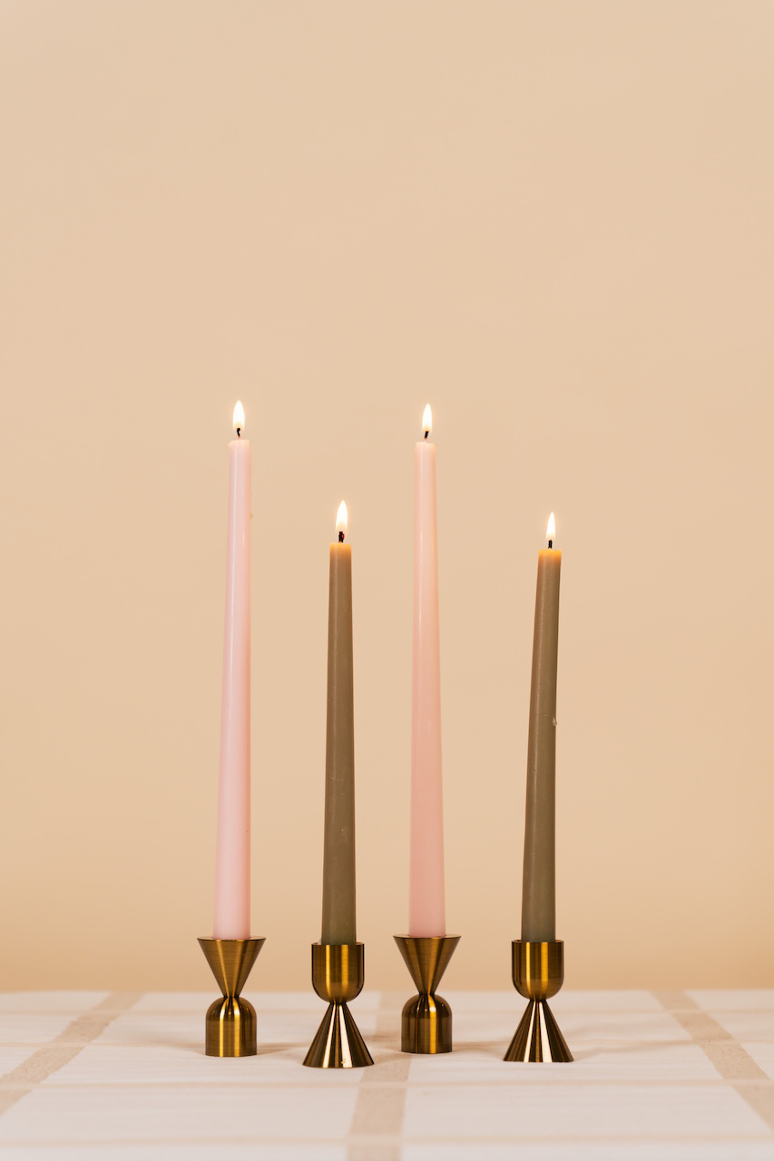 Double Sided Gold Candlestick Holder Set