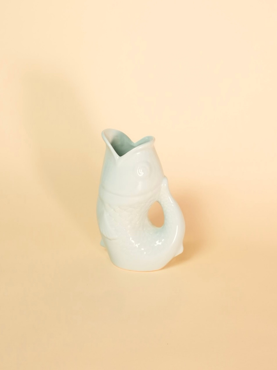 Frosted Blue Large Fish Pitcher Vase