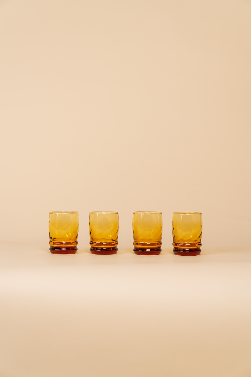 Gradient Amber Glass Cup Set of 4