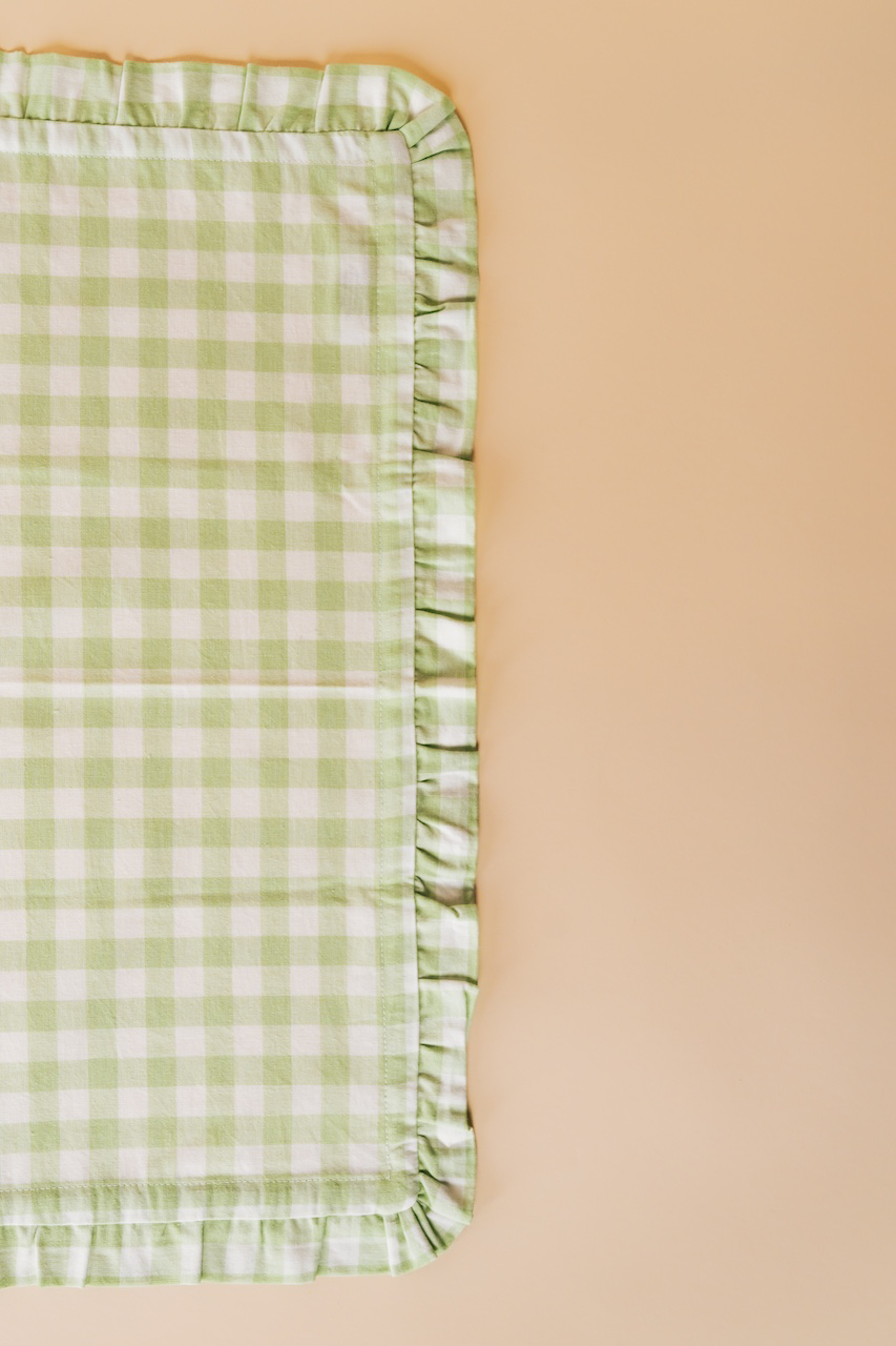 Green Gingham Ruffle Napkin Set