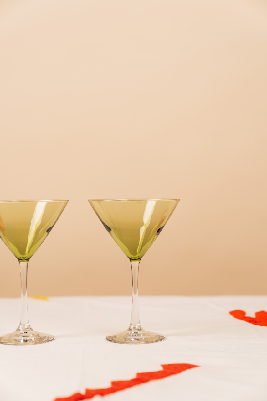 Green Martini Glass Set of 2