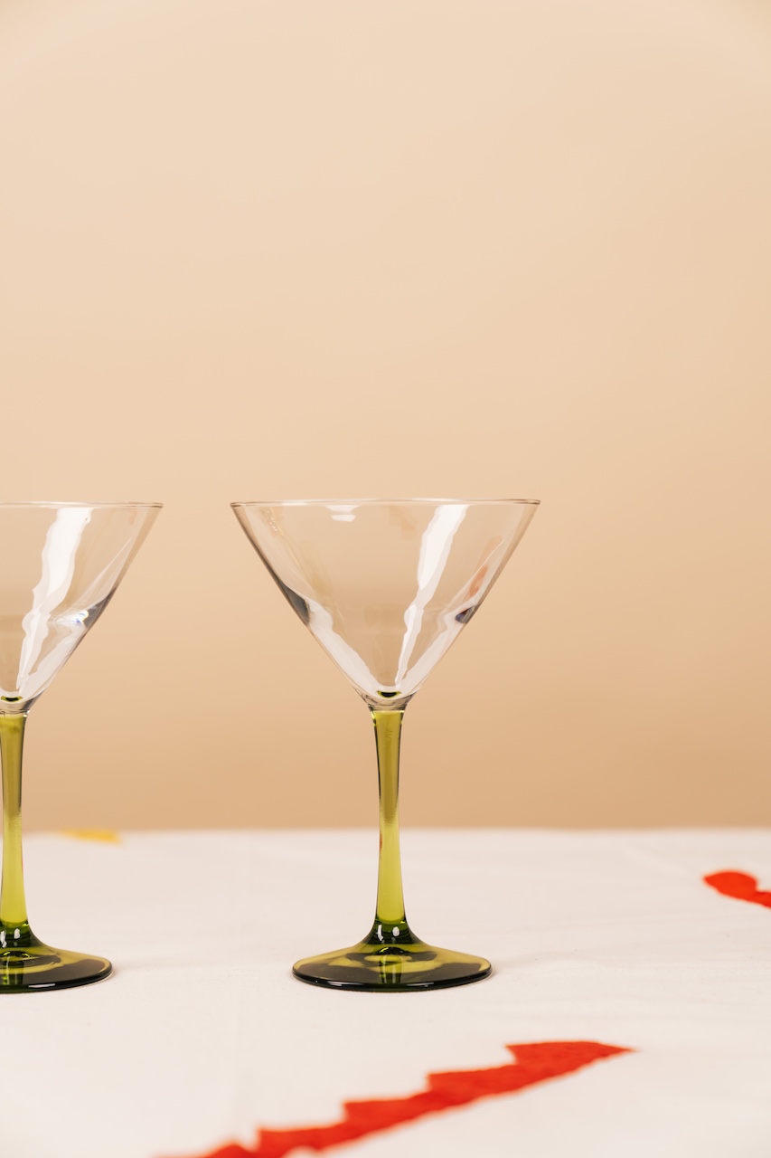 Green Stem Martini Glass Set of 2