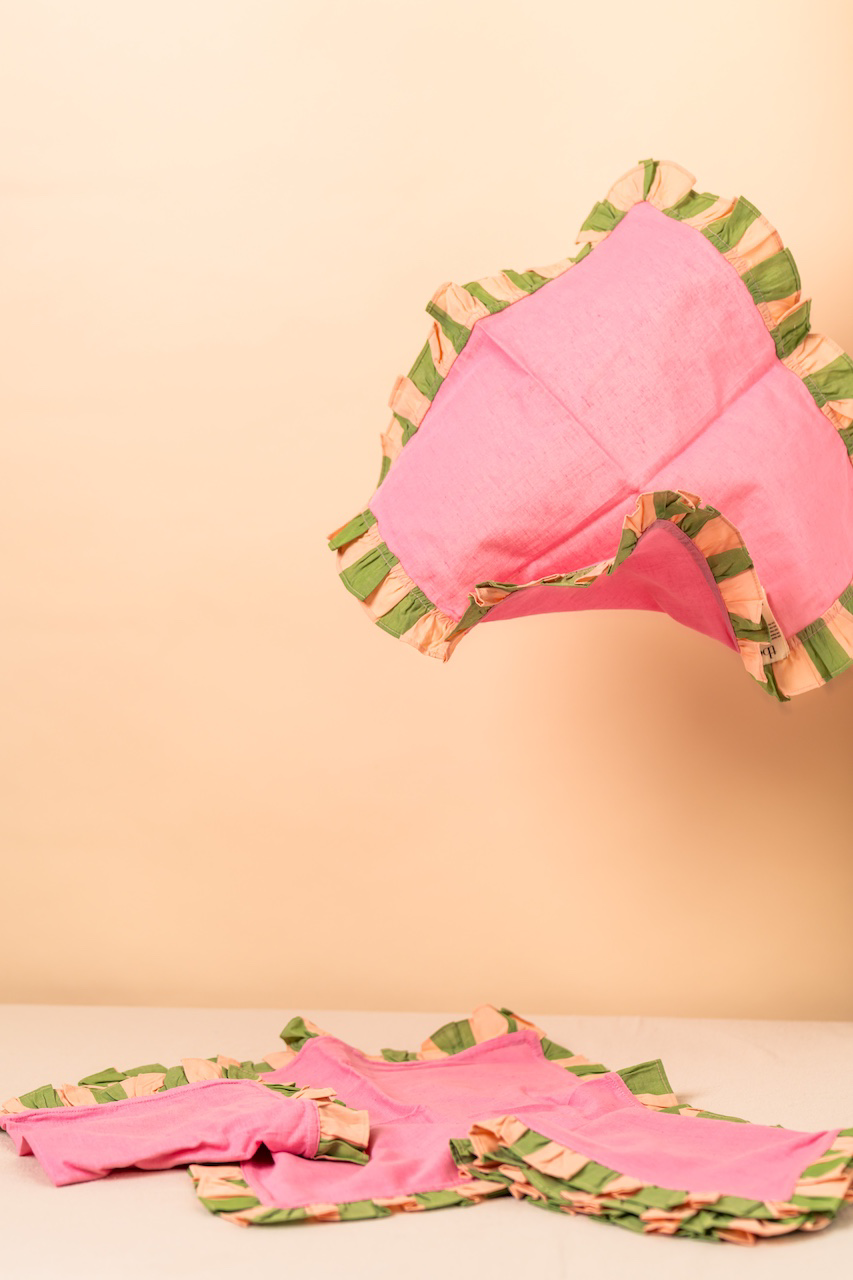 Green Stripe Cotton Napkin Set