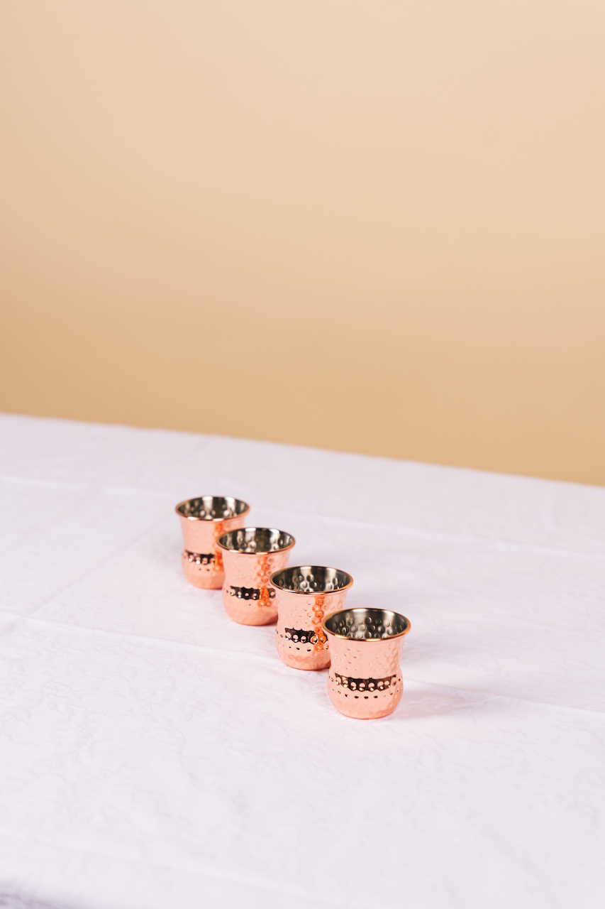 Hammered Copper Shot Glass Set of 4