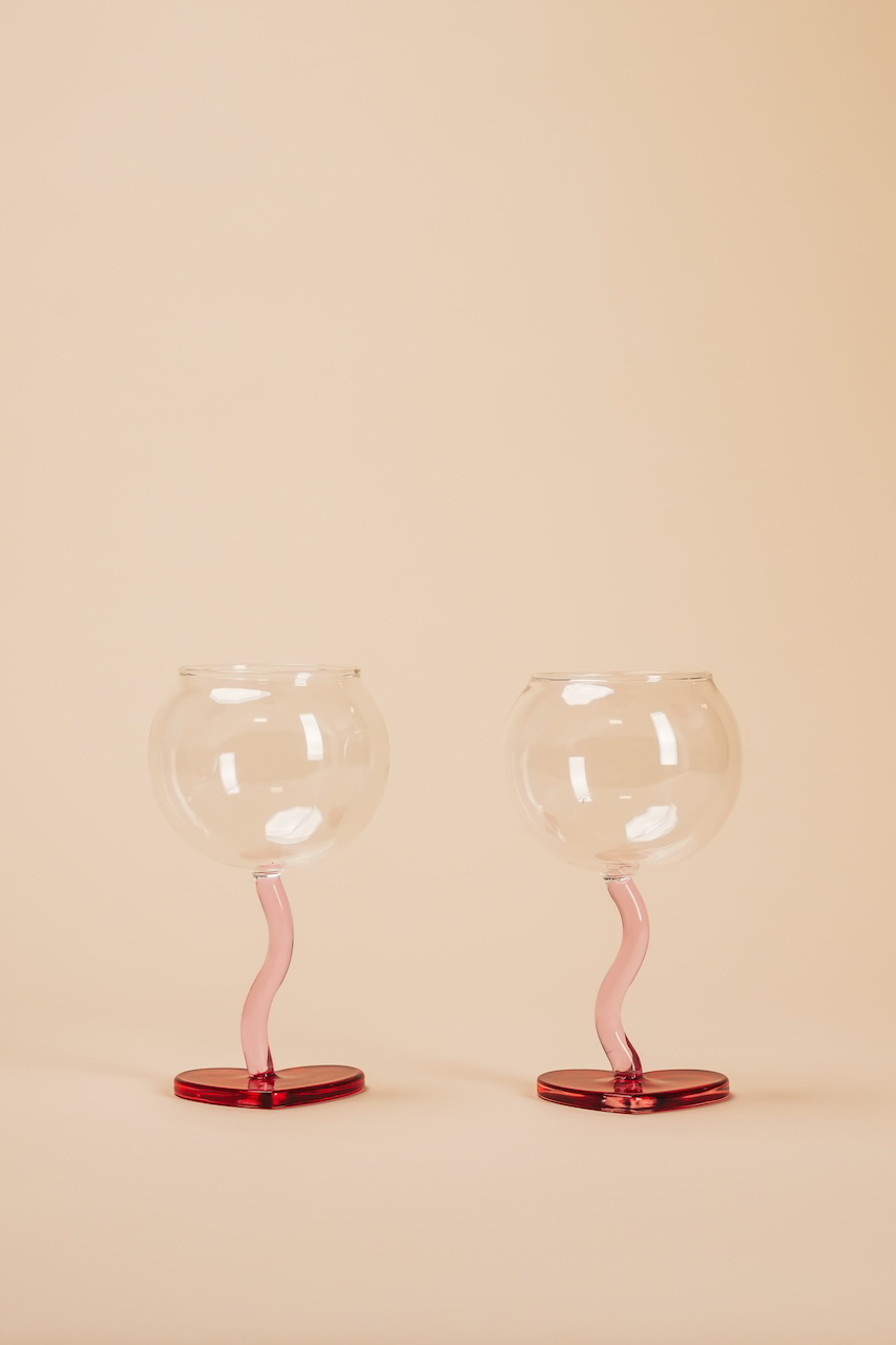 Heart Shape Base Glass Champagne Wine Cup Set of 4