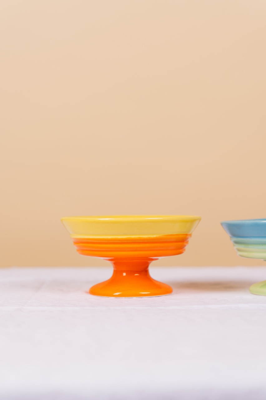 Multicolor Pedestal Dessert Bowl Set of 3